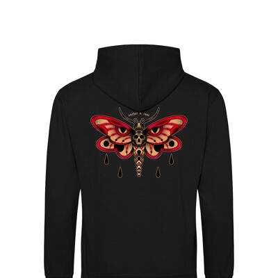 Death Moth - Front + Rear Print Hoodie (New Colours) Black