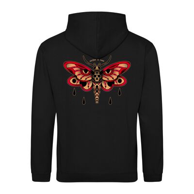Death Moth - Front + Rear Print Hoodie (New Colours) Burghandy