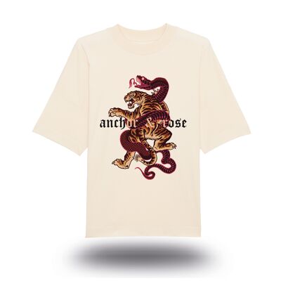 Oversized Organic "Snakebite" Tee Heather Ecru