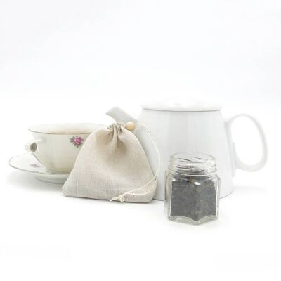 Organic linen tea filter - Hemp and wood -