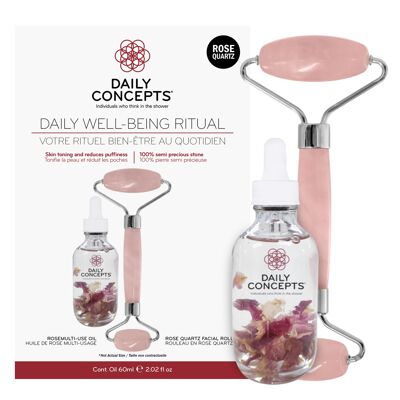 Daily Giftset Quartz Facial Roller with Rose Oil