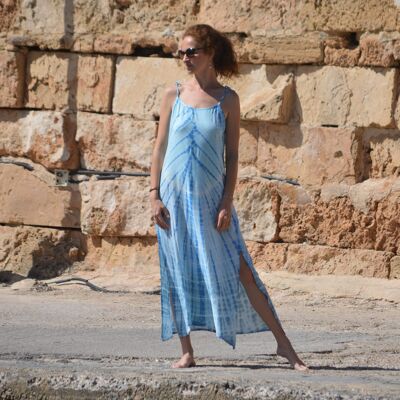 ROBE DE PLAGE BLEUE TIEDYE