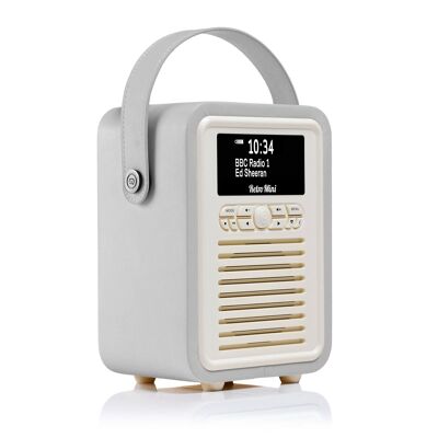 VQ - Retro Mini - Digital DAB / DAB+ Radio & Bluetooth Speaker - Light Grey