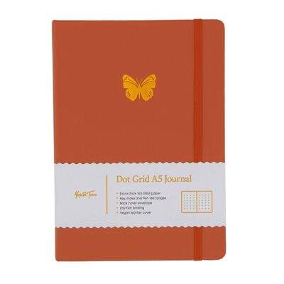 Journal quadrillé A5 - Papillon - Orange brûlé