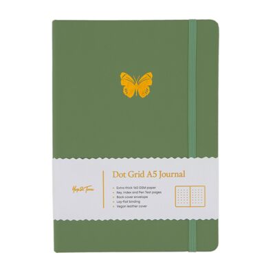 A5 Dot Grid Journal - Butterfly - Sage Green