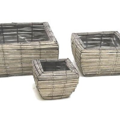 Plant basket set / 3 XL square, gray