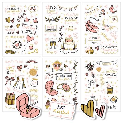 Sticker mariage rose/or