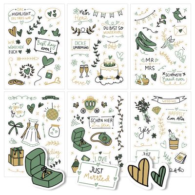 Wedding sticker green/gold