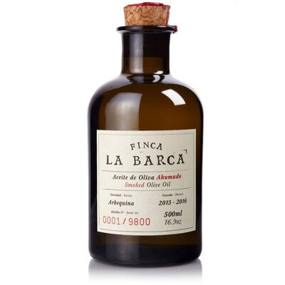 Geräuchertes Olivenöl „FINCA LA BARCA“, Flasche 500 ml