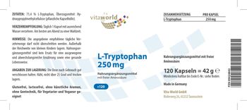 L-tryptophane 250mg (120 gélules) 2