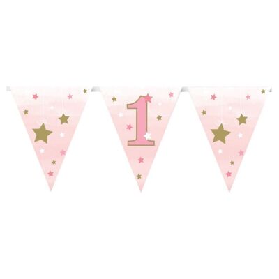 One Little Star Girl Paper Flag Bunting