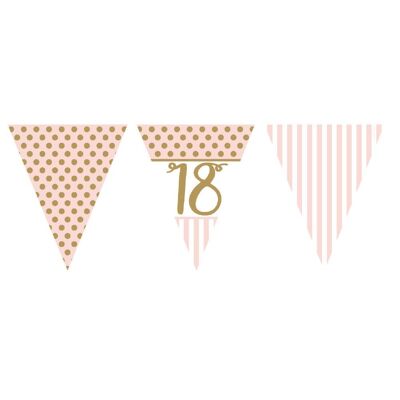 Pink Chic Age 18 Flag Bunting Metallic Print