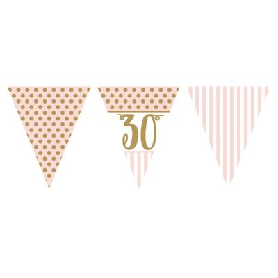 Pink Chic Age 30 Flag Bunting Metallic Print