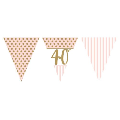 Pink Chic Age 40 Flag Bunting Metallic Print