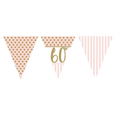 Pink Chic Age 60 Flag Bunting Metallic Print