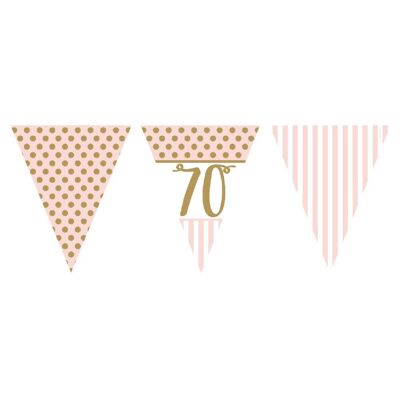 Pink Chic Age 70 Flag Bunting Metallic Print