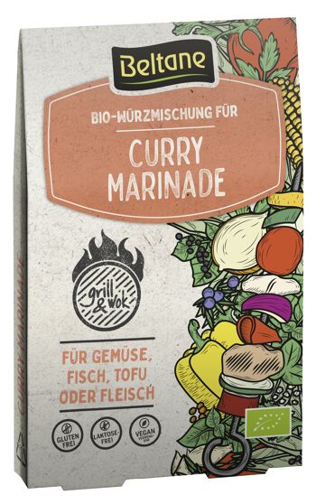 Mélange d'assaisonnements BIO Beltane Grill&Wok pour marinade au curry 10 plateaux