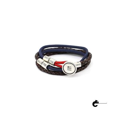 Men's Bracelet | Button - vintage leather + blue navy