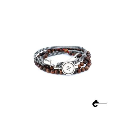 Men's Bracelet | Button - wood + black&white pointer