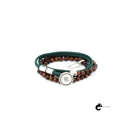 Men's Bracelet | Button - wood + green pointer & extension