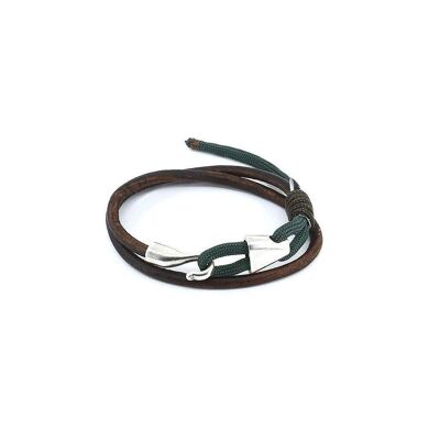 Men's Bracelet | Foz - Green,Leather&Silver