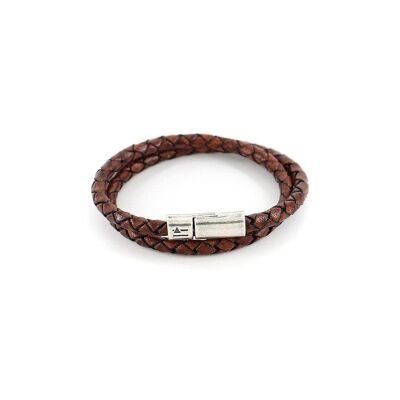 Men's Bracelet | Linea duo - vintage leather mid brown