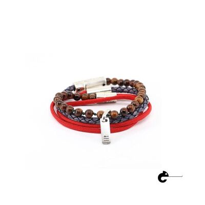 Men's Bracelet | Linea fusion -  wood&antique blue lea