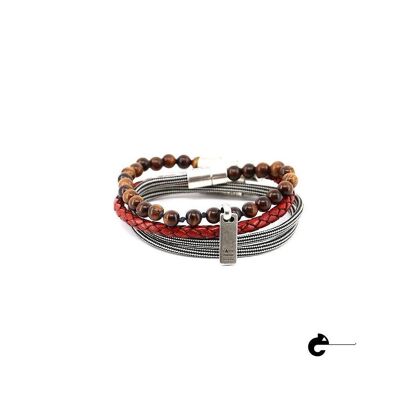 Men's Bracelet | Linea fusion -  wood&antique red