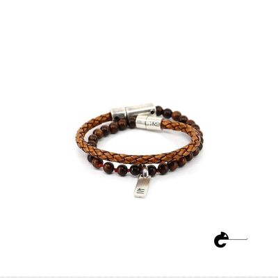 Men's Bracelet | Linea fusion -  wood&honey leather
