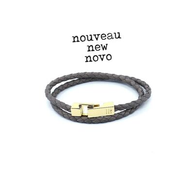 Men's Bracelet | MiraGaya - gold grey vintage leather