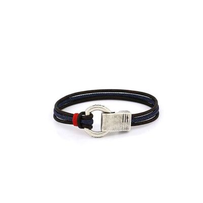Men's Bracelet | Ribeira Silver - leather, blue & red