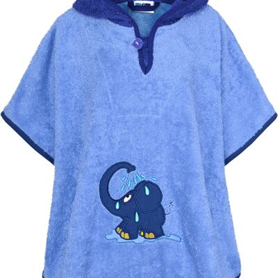 Poncho de baño infantil elefante, azul