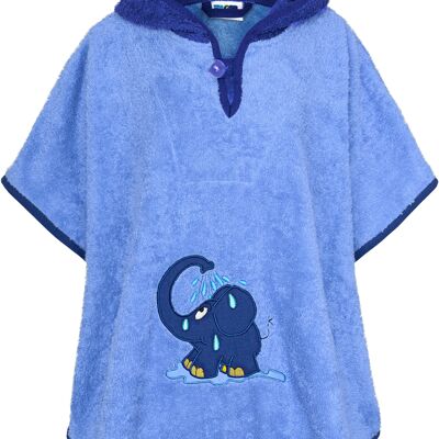 Poncho da bagno per bambini, elefante, blu