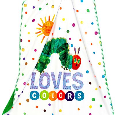 Baby blanket, children's blanket, caterpillar hungry dots, 75 x 90