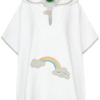 Poncho de baño bebé con arcoíris, blanco