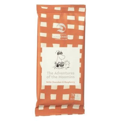 Moomin raspberry milk chocolate bar 43 % soy-free 10x70g