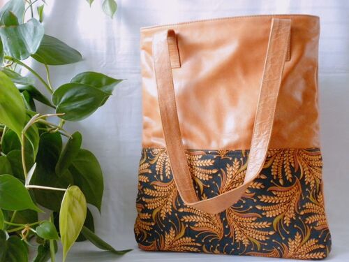 BaliBatiks -Shopper Bag - Leather Bag - Bali - Batik - Brown (100.012)