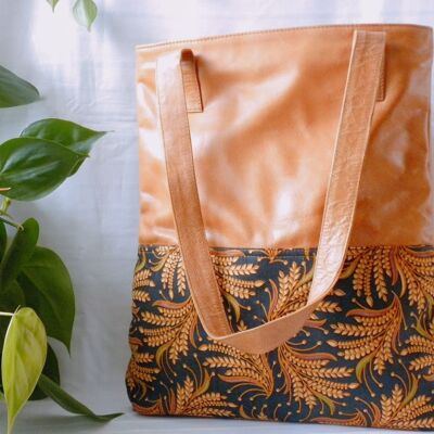 BaliBatiks -Shopper Bag - Leather Bag - Bali - Batik - Brown (100.012)
