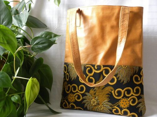 BaliBatiks -Shopper Bag - Leather Bag - Bali - Batik - Brown (100.014)