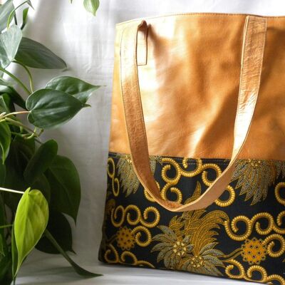 BaliBatiks -Shopper Bag - Leather Bag - Bali - Batik - Brown (100.014)