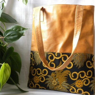 BaliBatiks -Shopper Bag - Leather Bag - Bali - Batik - Brown (100.014)