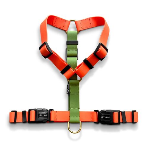 Outdoor harness - 5-way adjustable - orange/green
