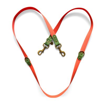 Outdoor leash - 3-way adjustable - orange/green