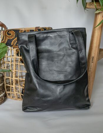 BaliBatiks -Sac Shopper - Sac Cuir - Bali - Batik - Noir (100.212) 4