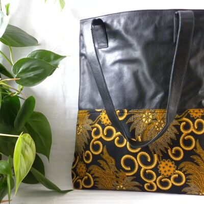 BaliBatiks -Shopper Bag - Leather Bag - Bali - Batik - Black
