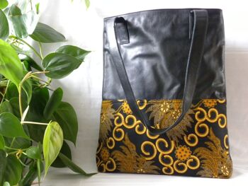 BaliBatiks -Sac Shopper - Sac Cuir - Bali - Batik - Noir 1