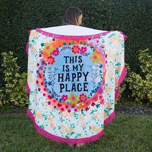 Serviette ronde « THIS IS MY HAPPY PLACE « 