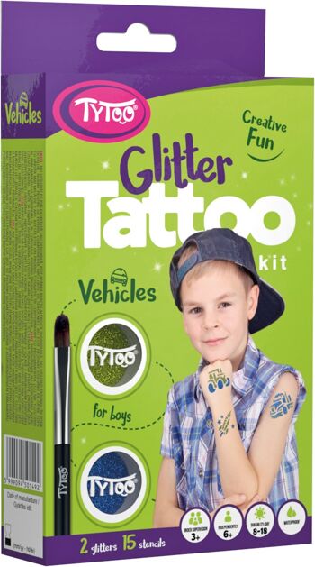 Kit de tatouage à paillettes TyToo Vehicles 1