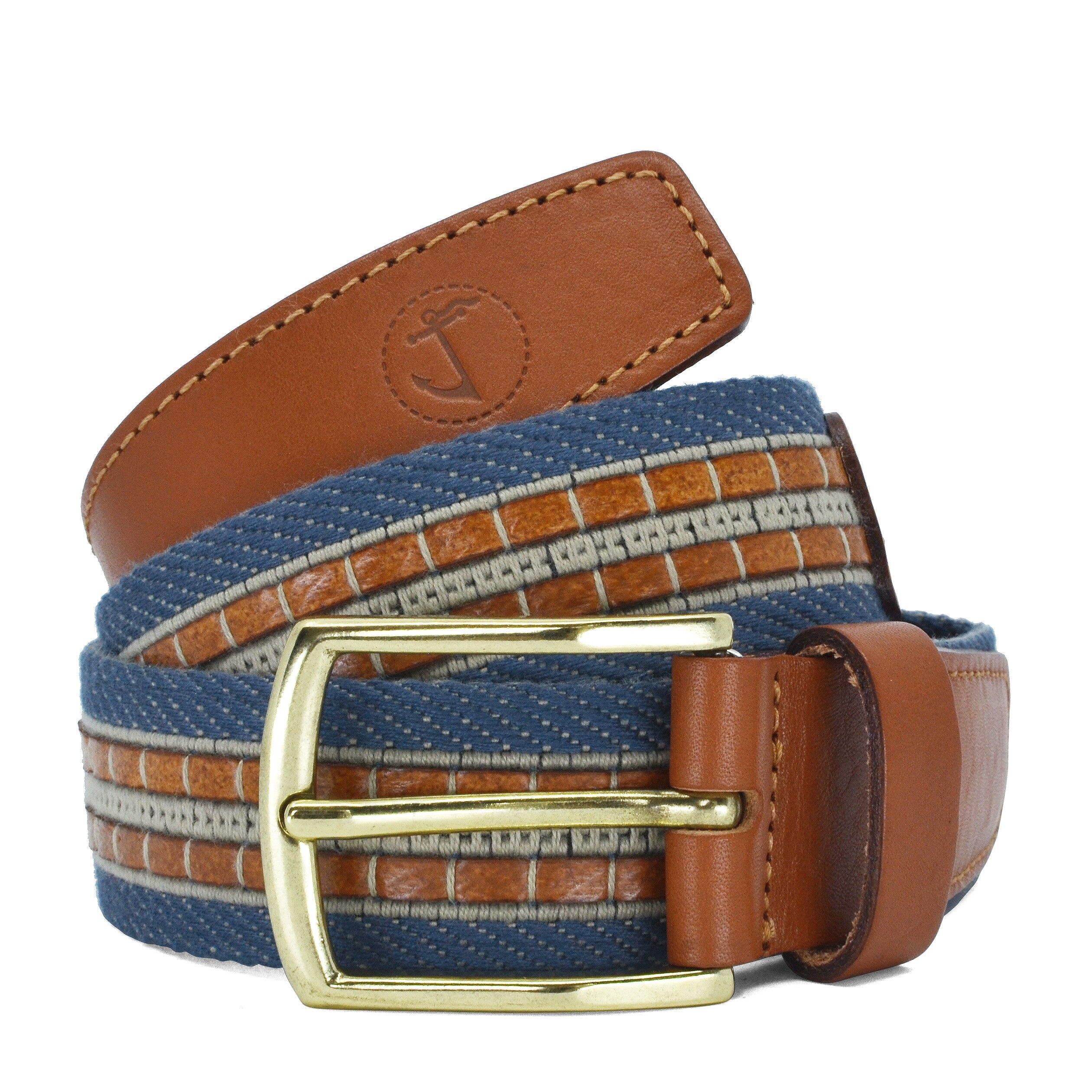 Navy Blue Canvas hotsell and Brown Leather Belt with Bras Buckle