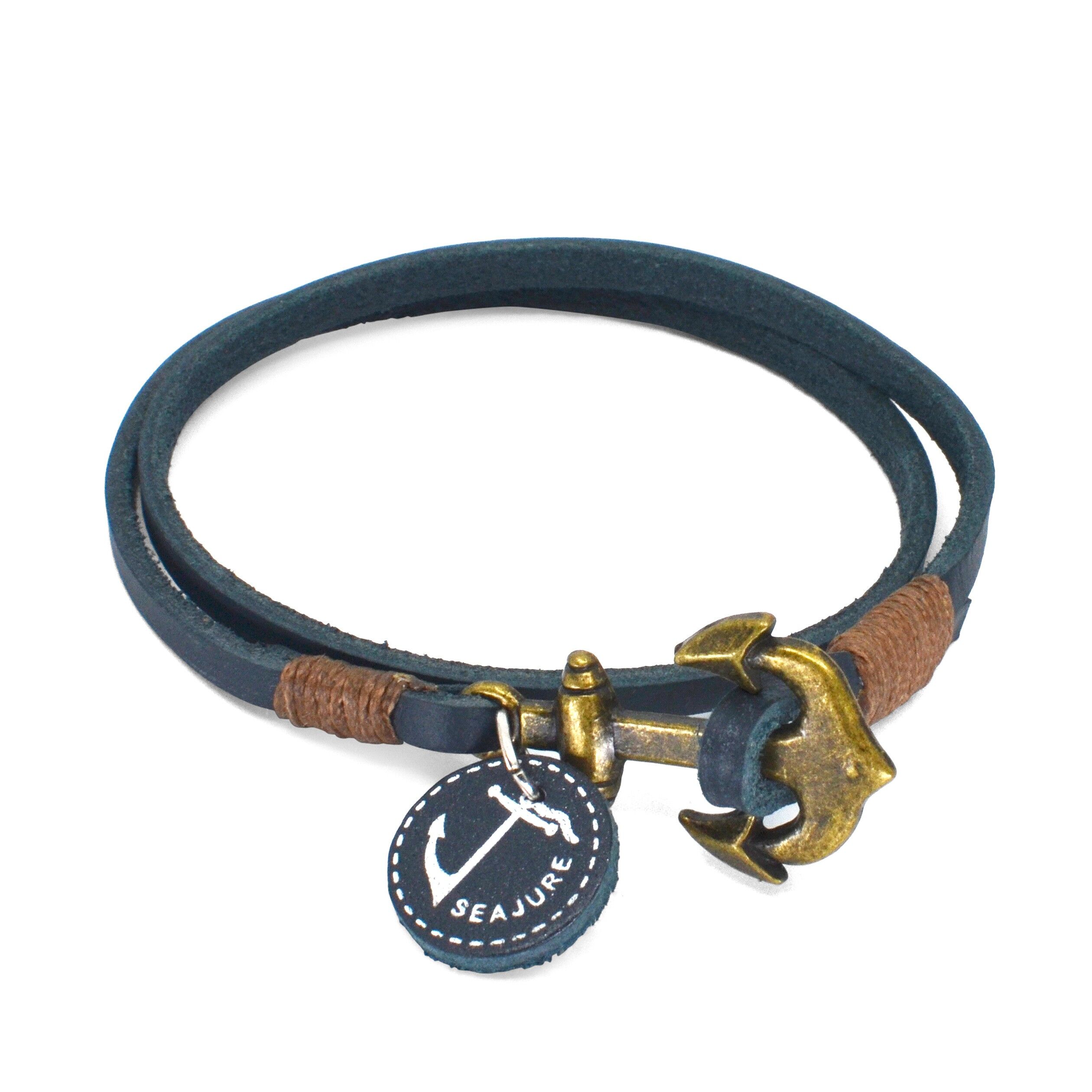 Bracciale Seajure Nautical in doppia pelle Hvar blu